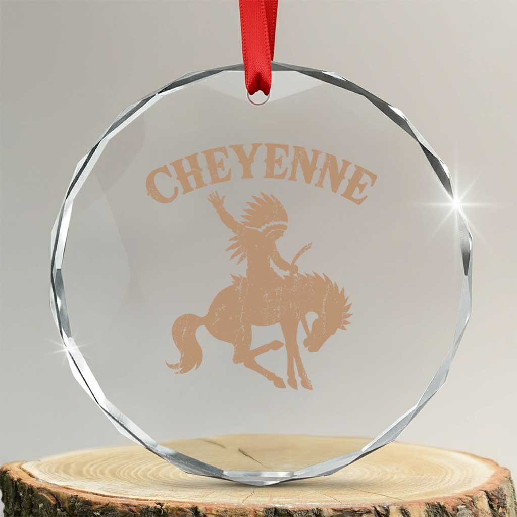 Cheyenne State Native American Cowboy Rodeo Crystal Glass Ornament TS11 Transparent Glass 3'' Circle Print Your Wear