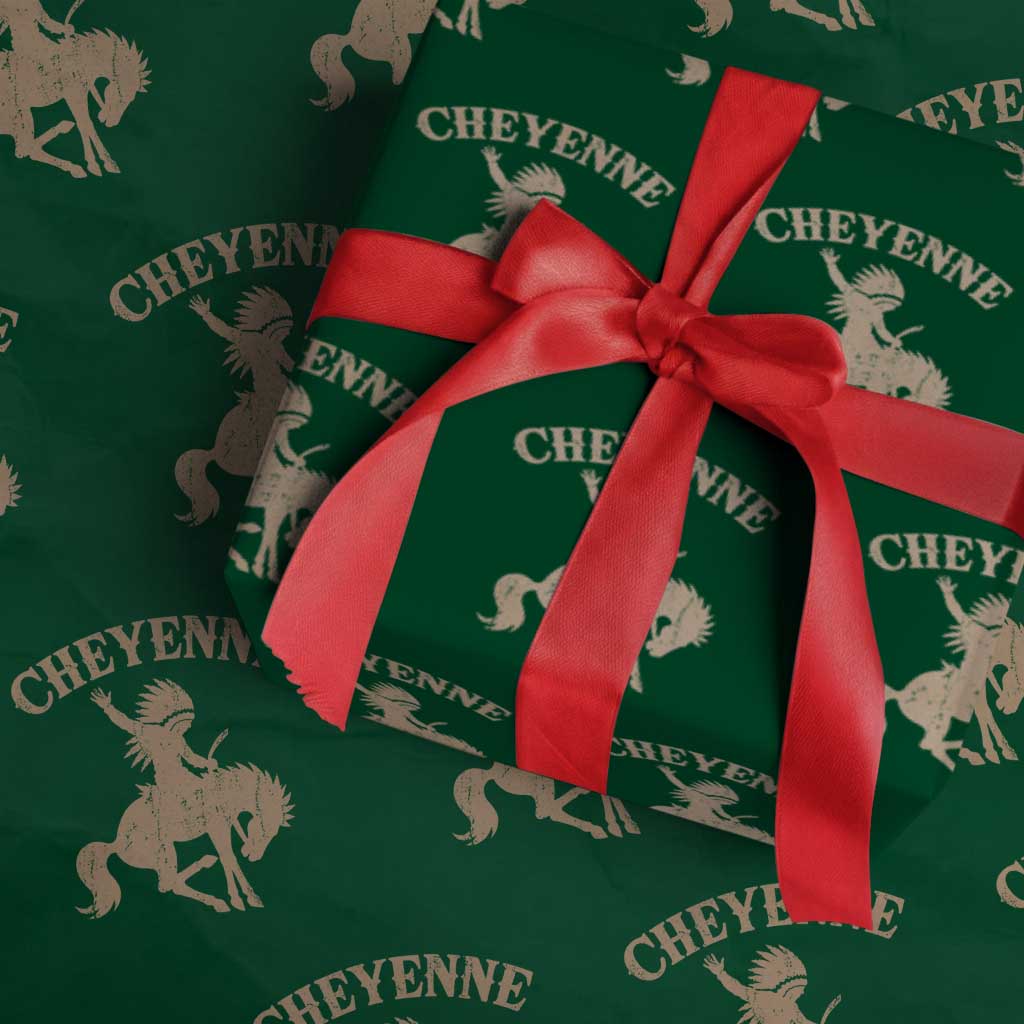 Cheyenne State Native American Cowboy Rodeo Wrapping Paper Roll TS11 Green Print Your Wear