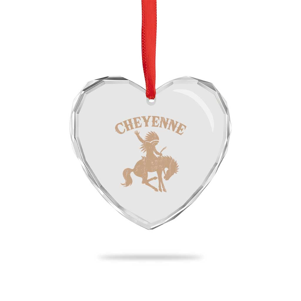Cheyenne State Native American Cowboy Rodeo Heart Crystal Glass Ornament TS11 Print Your Wear