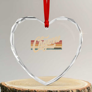 Cheyenne Wyoming Pride Retro Vintage WY State Heart Crystal Glass Ornament