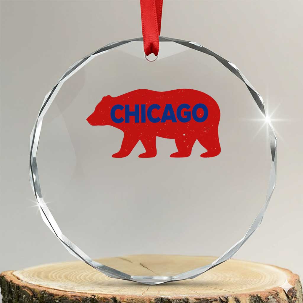 Chicago Baseball Crystal Glass Ornament Vintage Distressed Illinois City Pride Baseball Lover TS10 Transparent Glass 3'' Circle Print Your Wear