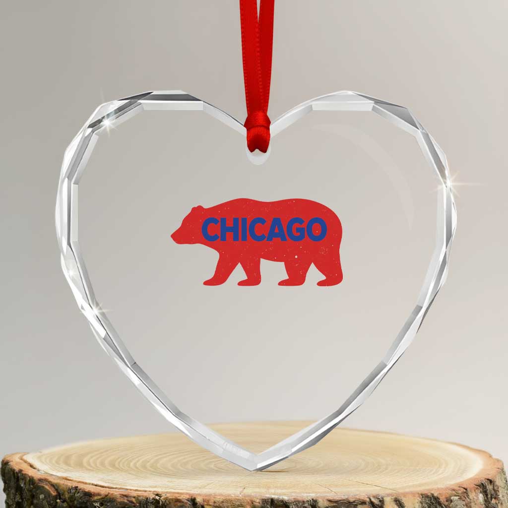 Chicago Baseball Heart Crystal Glass Ornament Vintage Distressed Illinois City Pride Baseball Lover TS10 Transparent Glass 3'' Heart Print Your Wear