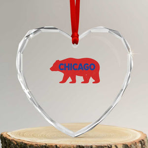 Chicago Baseball Heart Crystal Glass Ornament Vintage Distressed Illinois City Pride Baseball Lover TS10 Transparent Glass 3'' Heart Print Your Wear