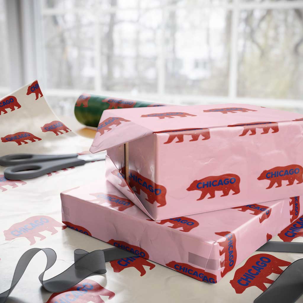 Chicago Baseball Wrapping Paper Roll Vintage Distressed Illinois City Pride Baseball Lover TS10 Light Pink Print Your Wear