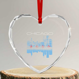 Chicago City Skyline Night Lights Heart Crystal Glass Ornament TS14 Transparent Glass 3'' Heart Print Your Wear