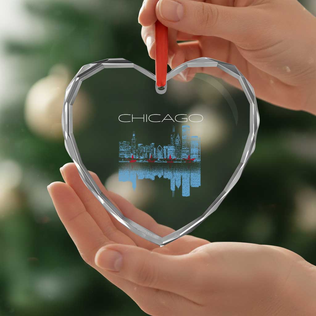 Chicago City Skyline Night Lights Heart Crystal Glass Ornament TS14 Print Your Wear