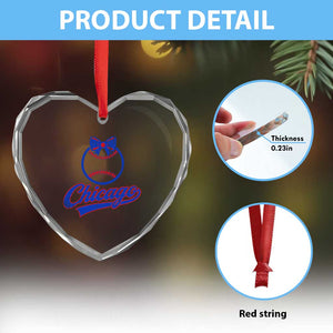 Chicago Coquette Bow Heart Crystal Glass Ornament Cute Girls Kids Women Baseball Fans TS10 Print Your Wear