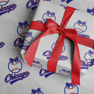 Chicago Coquette Bow Wrapping Paper Roll Cute Girls Kids Women Baseball Fans TS10 White Print Your Wear