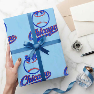Chicago Coquette Bow Wrapping Paper Roll Cute Girls Kids Women Baseball Fans TS10 Light Blue Print Your Wear