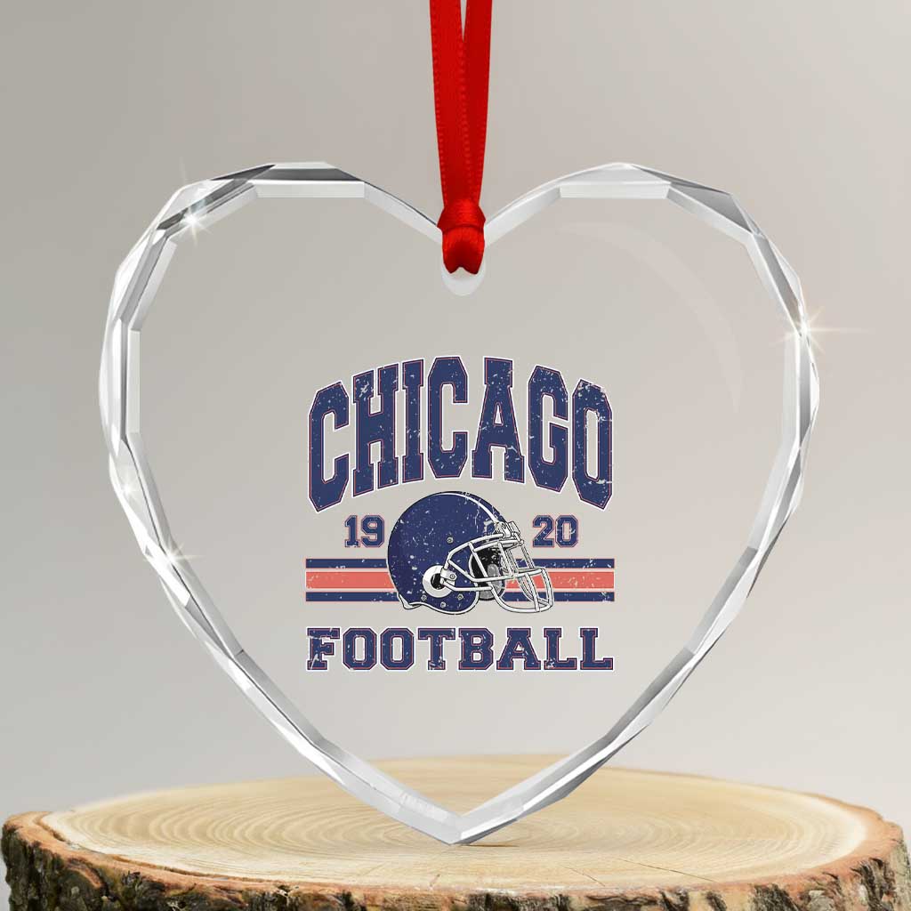 Chicago Football Lover Heart Crystal Glass Ornament Windy City Pride Sports Fan TS02 Transparent Glass 3'' Heart Print Your Wear