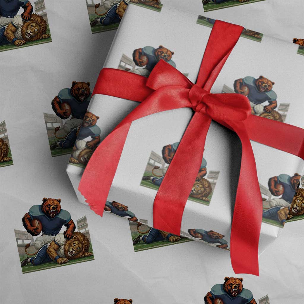 Football Rival Gift Wrapping Paper Roll Fierce Br Defeating Lio TS12 White Print Your Wear