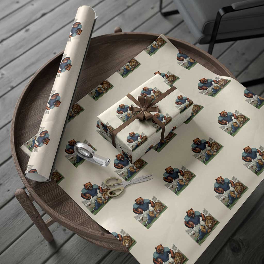 Football Rival Gift Wrapping Paper Roll Fierce Br Defeating Lio TS12 Beige Print Your Wear