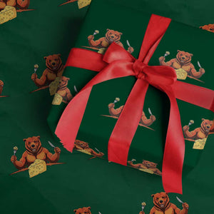 Football Rival Gift Wrapping Paper Roll Funny Br Eating CHZ TS12 Green Print Your Wear