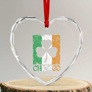 Chicago IL St Patricks Day Heart Crystal Glass Ornament Distressed Shamrock Vintage Irish Flag TS11 Transparent Glass 3'' Heart Print Your Wear