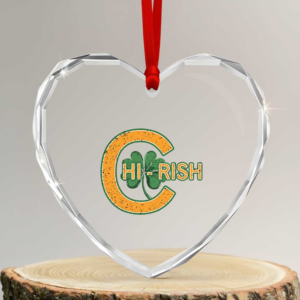 Chicago Irish Chirish Heart Crystal Glass Ornament Happy Saint Patrick's Day Lucky Shamrock TS02 Transparent Glass 3'' Heart Print Your Wear