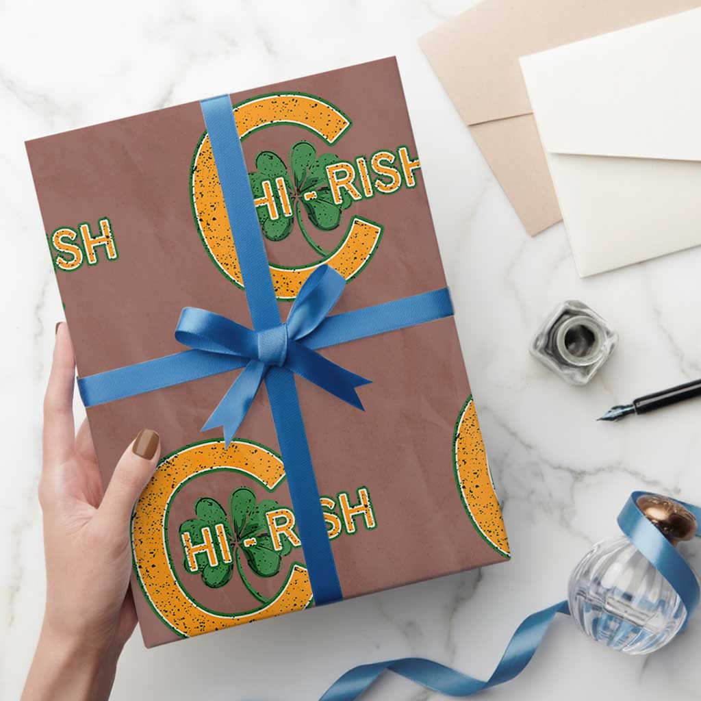 Chicago Irish Chirish Wrapping Paper Roll Happy Saint Patrick's Day Lucky Shamrock TS02 Mocha Print Your Wear