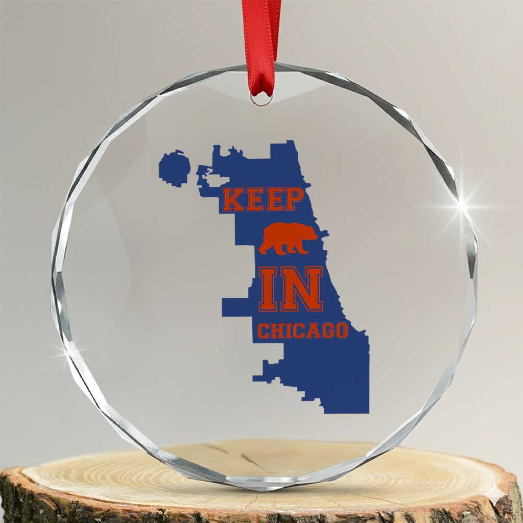 Chicago Map Bear Keep The Team Crystal Glass Ornament Funny City Pride Gift TS12 Transparent Glass 3'' Circle Print Your Wear