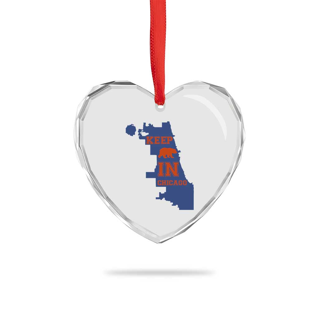 Chicago Map Bear Keep The Team Heart Crystal Glass Ornament Funny City Pride Gift TS12 Print Your Wear