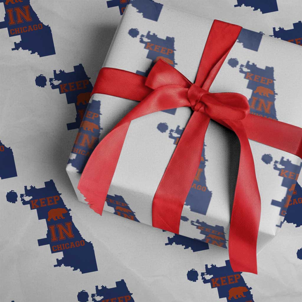 Chicago Map Bear Keep The Team Wrapping Paper Roll Funny City Pride Gift TS12 White Print Your Wear