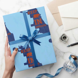 Chicago Map Bear Keep The Team Wrapping Paper Roll Funny City Pride Gift TS12 Light Blue Print Your Wear