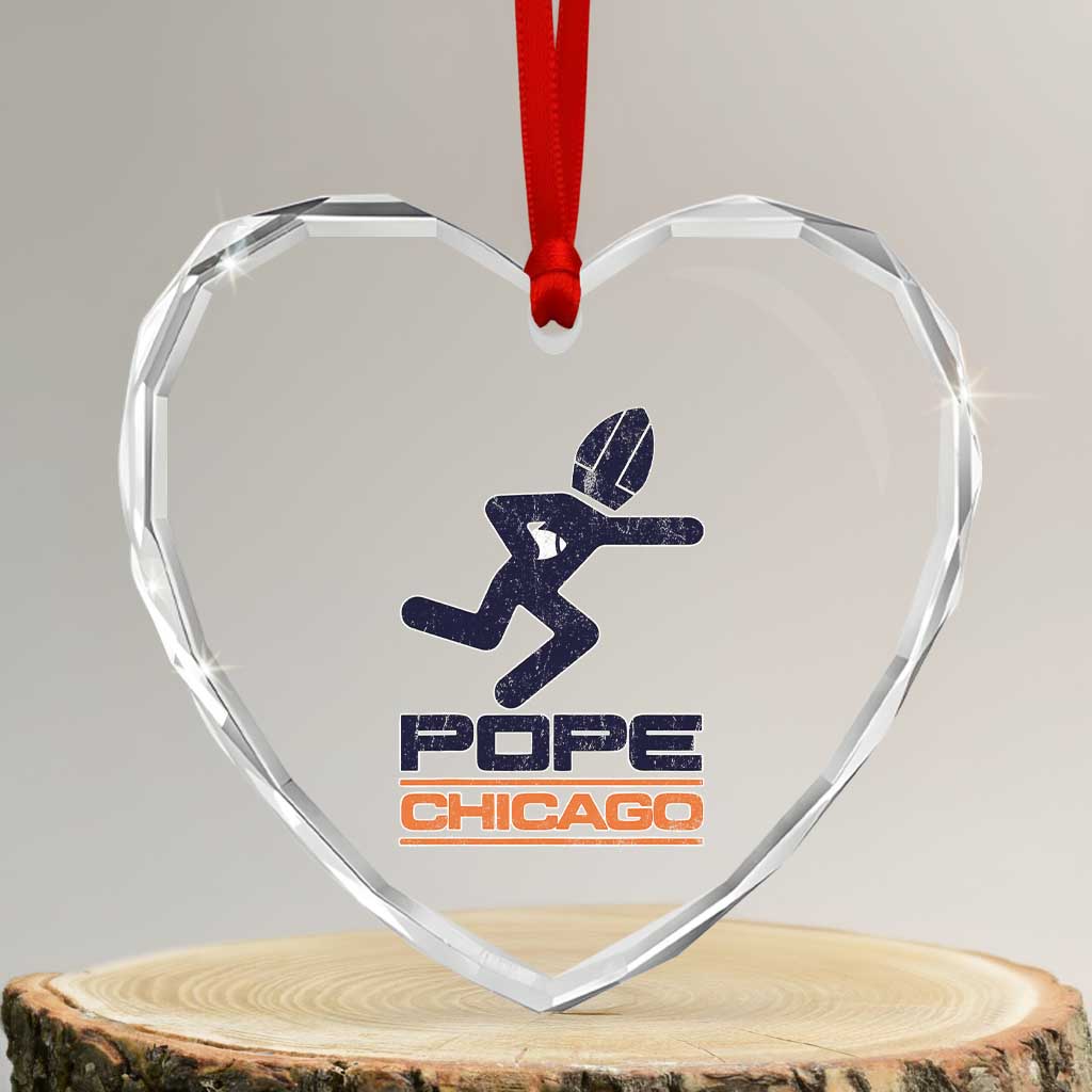 Chicago Pope Leo XIV American Football Heart Crystal Glass Ornament TS11 Transparent Glass 3'' Heart Print Your Wear