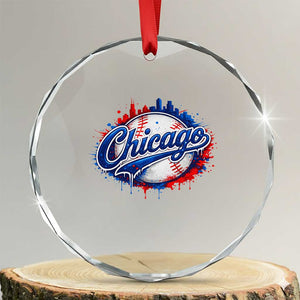Chicago Pride Dripping Baseball Graphic Crystal Glass Ornament TS10 Transparent Glass 3'' Circle Print Your Wear