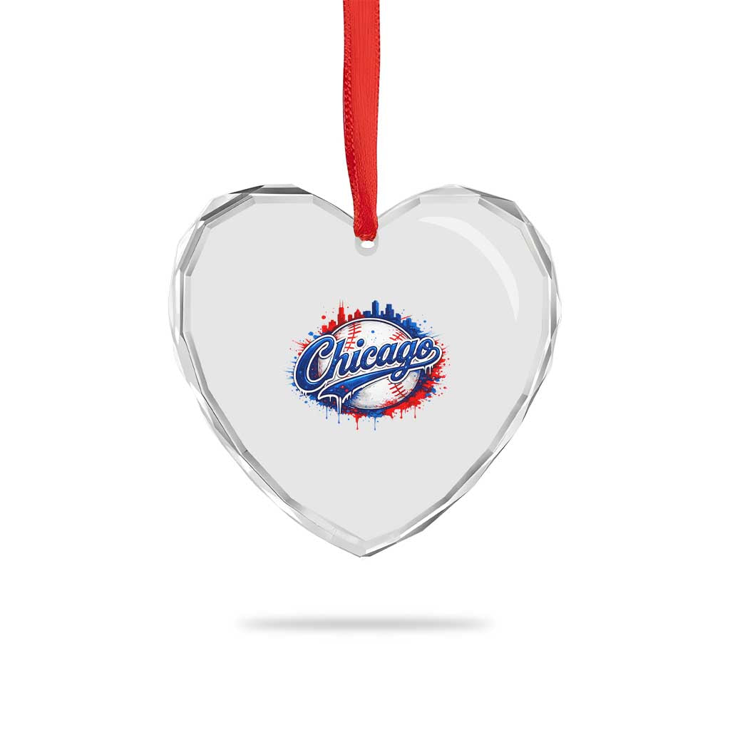 Chicago Pride Dripping Baseball Graphic Heart Crystal Glass Ornament TS10 Print Your Wear