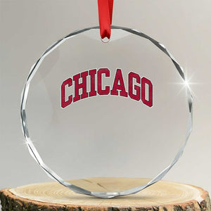 Chicago Pride Illinois IL Vintage Sports Basketball Red Design Crystal Glass Ornament TS11 Transparent Glass 3'' Circle Print Your Wear