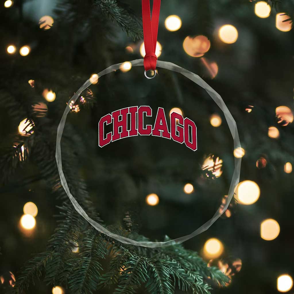Chicago Pride Illinois IL Vintage Sports Basketball Red Design Crystal Glass Ornament TS11 Print Your Wear