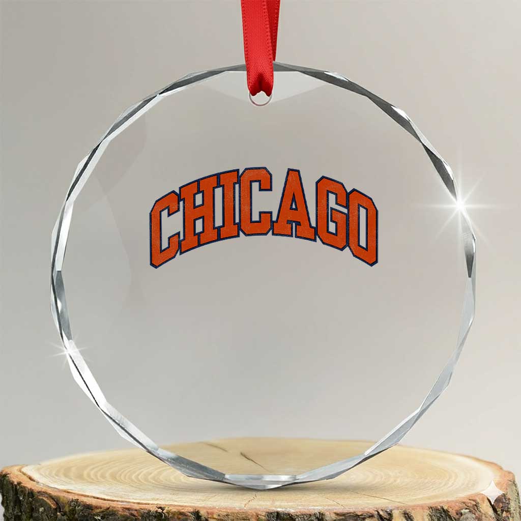 Chicago Pride Illinois IL Vintage Sports Orange Design Crystal Glass Ornament TS11 Transparent Glass 3'' Circle Print Your Wear