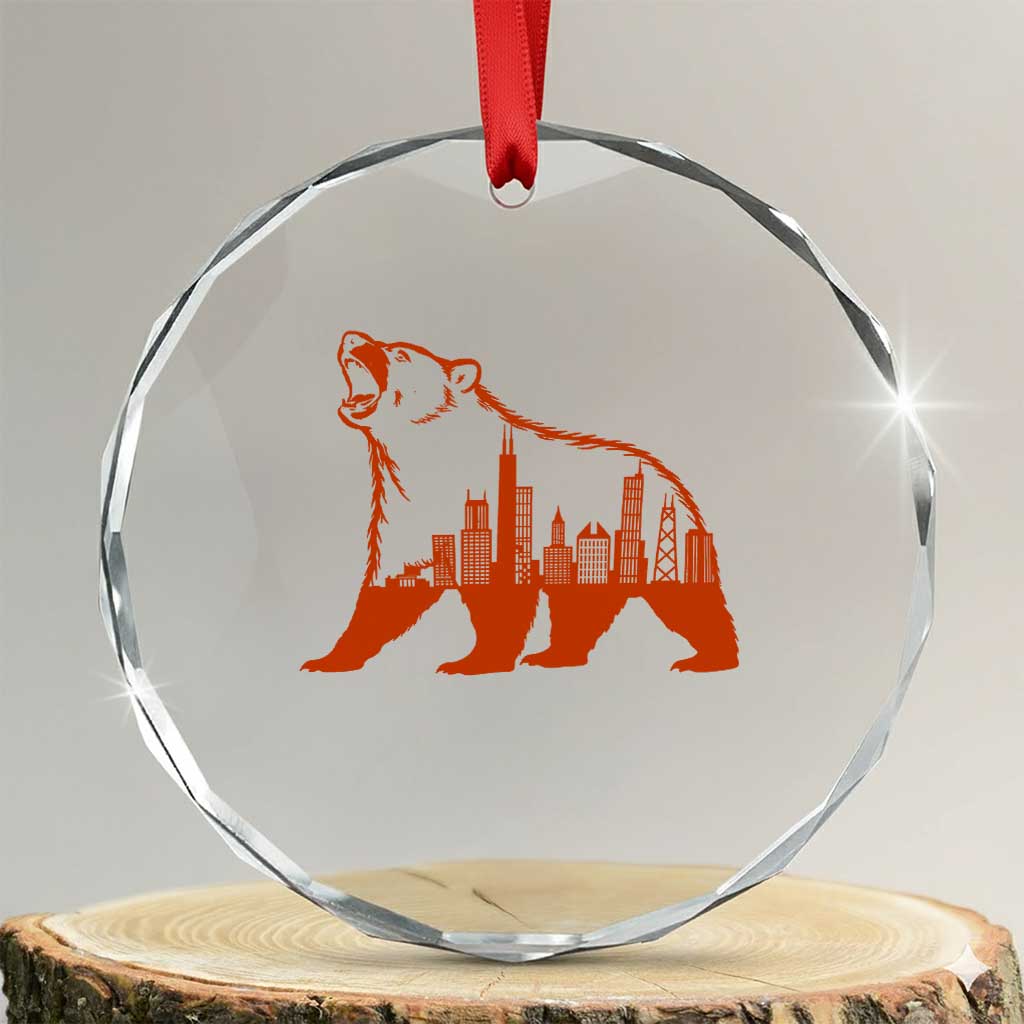 Chicago Skyline Bear Crystal Glass Ornament Urban Streetwear Gift TS12 Transparent Glass 3'' Circle Print Your Wear