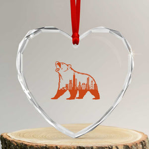 Chicago Skyline Bear Heart Crystal Glass Ornament Urban Streetwear Gift TS12 Transparent Glass 3'' Heart Print Your Wear