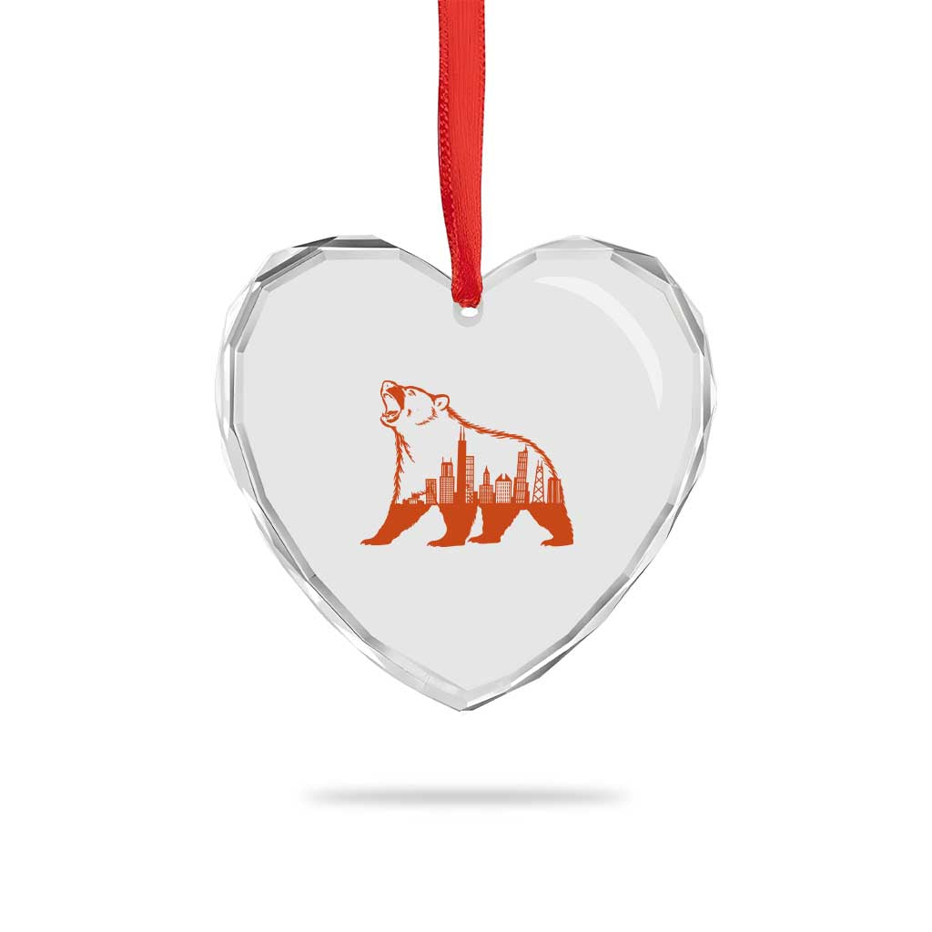 Chicago Skyline Bear Heart Crystal Glass Ornament Urban Streetwear Gift TS12 Print Your Wear