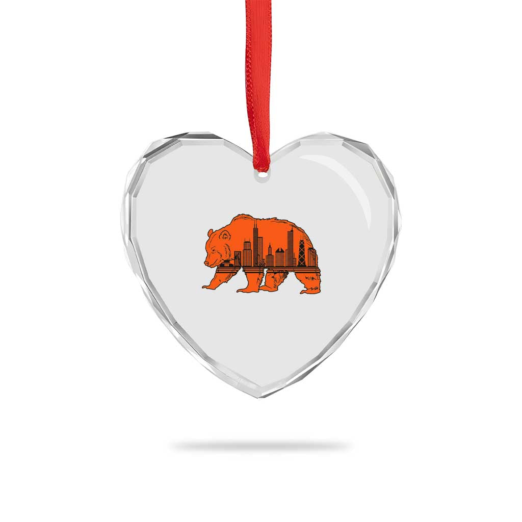 Chicago Skyline Bear Heart Crystal Glass Ornament Windy City Pride True Lover Sports Fan TS02 Print Your Wear