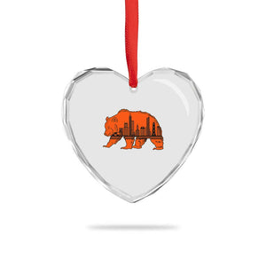 Chicago Skyline Bear Heart Crystal Glass Ornament Windy City Pride True Lover Sports Fan TS02 Print Your Wear