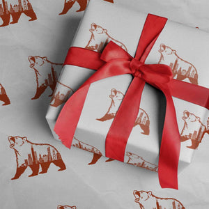 Chicago Skyline Bear Wrapping Paper Roll Urban Streetwear Gift TS12 White Print Your Wear
