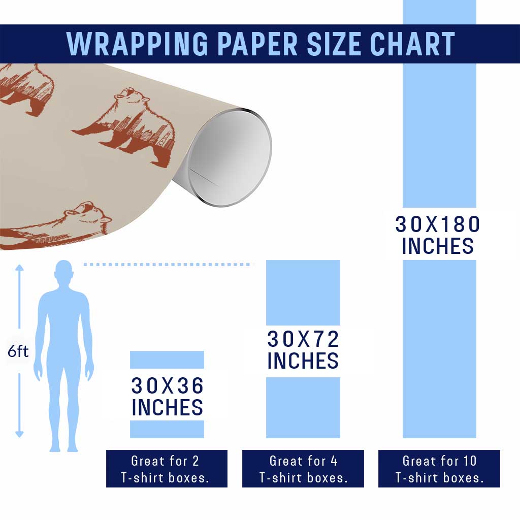 Chicago Skyline Bear Wrapping Paper Roll Urban Streetwear Gift TS12 Print Your Wear