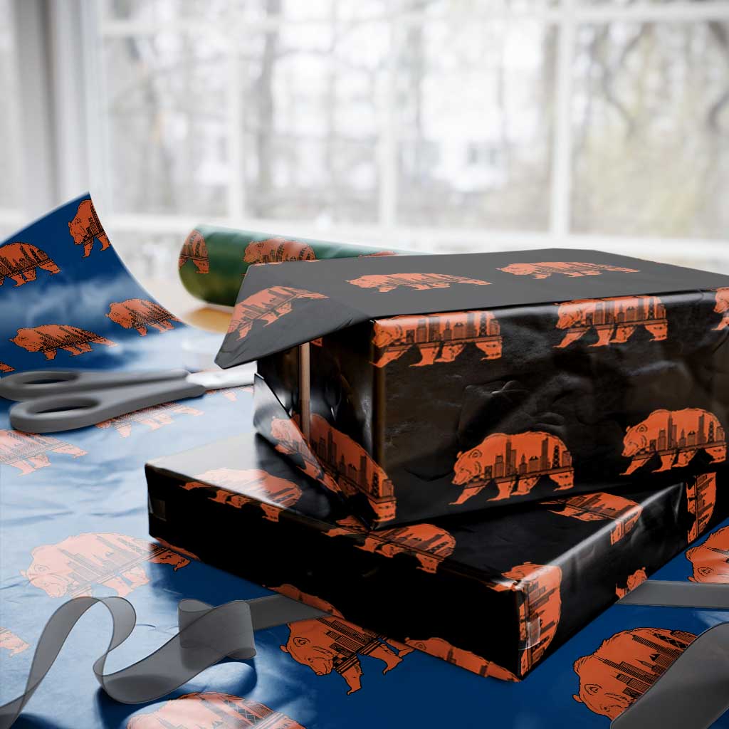 Chicago Skyline Bear Wrapping Paper Roll Windy City Pride True Lover Sports Fan TS02 Black Print Your Wear