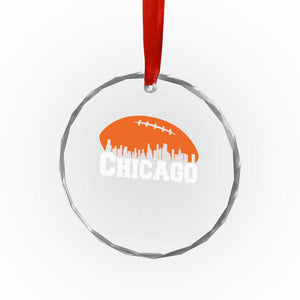Chicago Skyline Football Graphic Crystal Glass Ornament Bold Windy City Fan Art for Game Days TS02 Print Your Wear