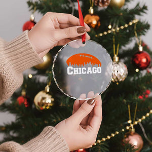 Chicago Skyline Football Graphic Crystal Glass Ornament Bold Windy City Fan Art for Game Days TS02 Print Your Wear