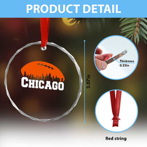 Chicago Skyline Football Graphic Crystal Glass Ornament Bold Windy City Fan Art for Game Days TS02 Print Your Wear