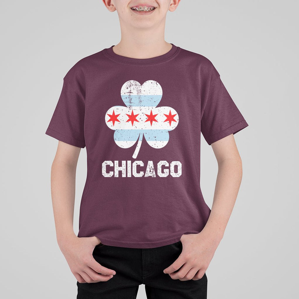 Chicago St Patrick's Day T Shirt For Kid South Side Irish Pride Shamrock TS02 Maroon Printyourwear
