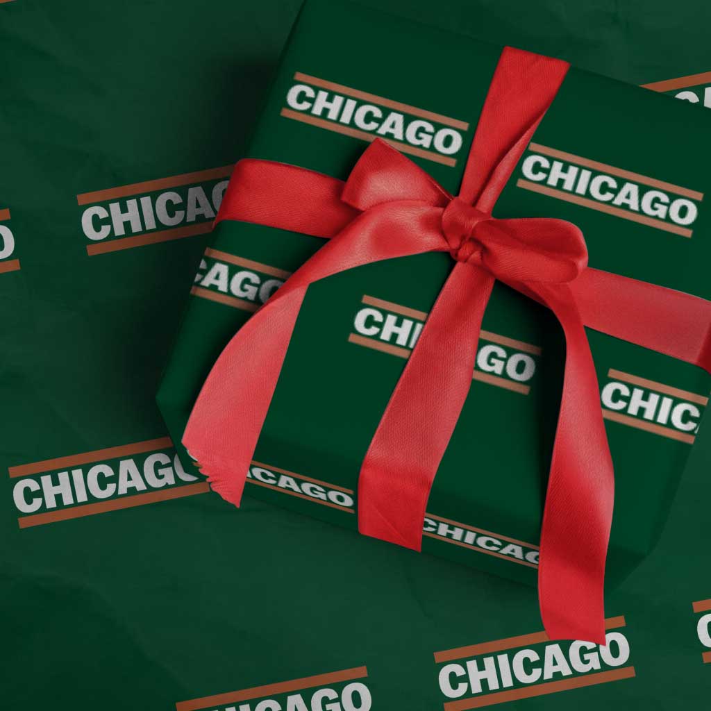 Chicago Wrapping Paper Roll Classic Retro City Illinois IL Lake Michigan Midwest Pride TS11 Green Print Your Wear