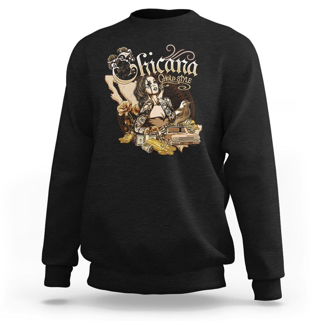 Chicana Mexico Cholo Mexican American Latina Sweatshirt TS09 Black Printyourwear