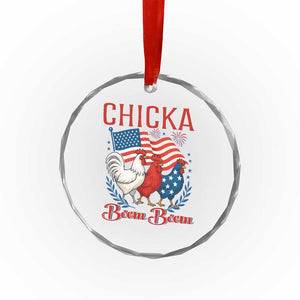Chicka Boom Boom Patriotic Chicken Crystal Glass Ornament Funny Patriotic 4th of July Red White and Blue Farm TS02 Print Your Wear
