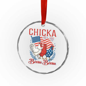 Chicka Boom Boom Patriotic Chicken Crystal Glass Ornament Funny Patriotic 4th of July Red White and Blue Farm TS02 Print Your Wear