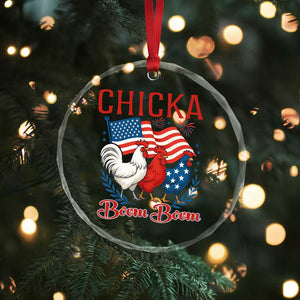 Chicka Boom Boom Patriotic Chicken Crystal Glass Ornament Funny Patriotic 4th of July Red White and Blue Farm TS02 Print Your Wear