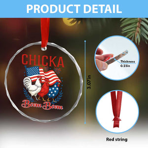 Chicka Boom Boom Patriotic Chicken Crystal Glass Ornament Funny Patriotic 4th of July Red White and Blue Farm TS02 Print Your Wear