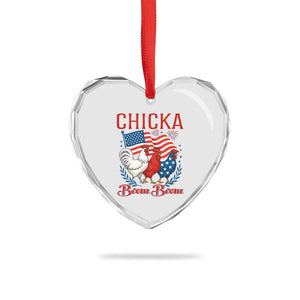 Chicka Boom Boom Patriotic Chicken Heart Crystal Glass Ornament Funny Patriotic 4th of July Red White and Blue Farm TS02 Print Your Wear