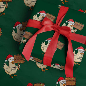 Chicken Game Christmas Wrapping Paper Roll Funny Do Not Look At The Chicken TS14 Green Print Your Wear